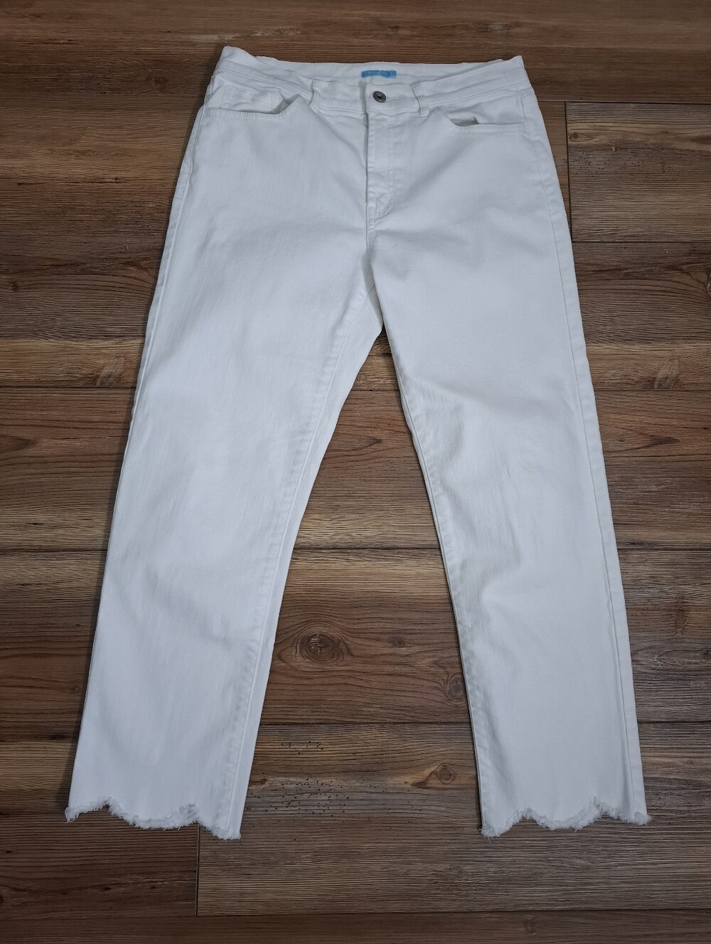 J McLaughlin Scallop Hem Capri Jeans Women's 4 White